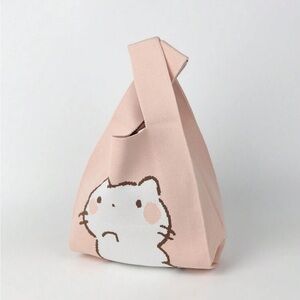 Pink Knit Bag Cartoon Kitty NEW